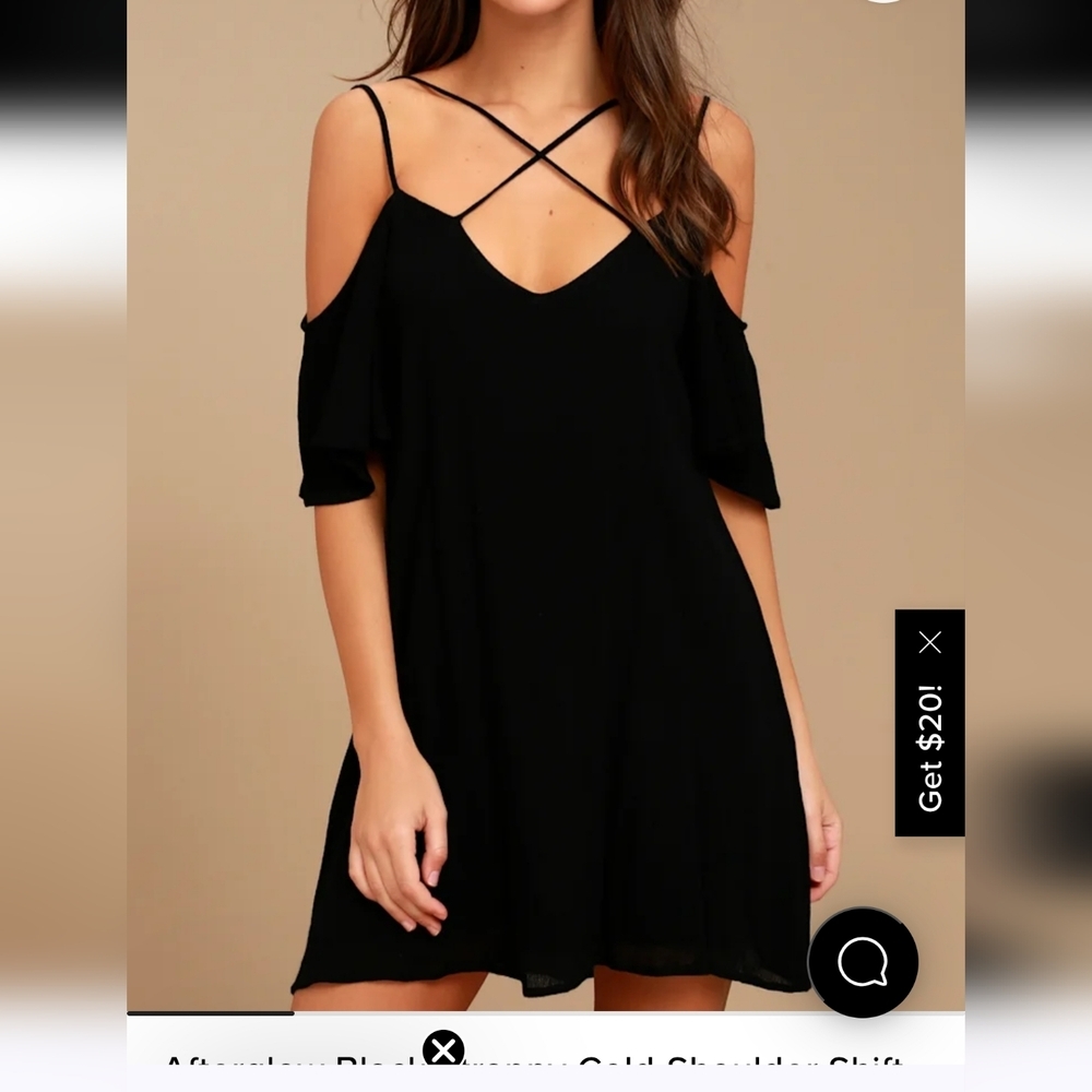 Lulus 2x  Afterglow Black Strappy Cold-Shoulder Shift Dress